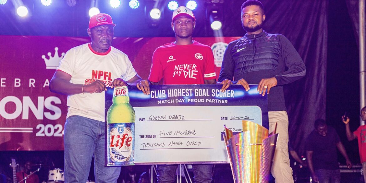 Celebrating Progress: Life Lager Beer Toast to Enugu Rangers, NPFL Championship Winner