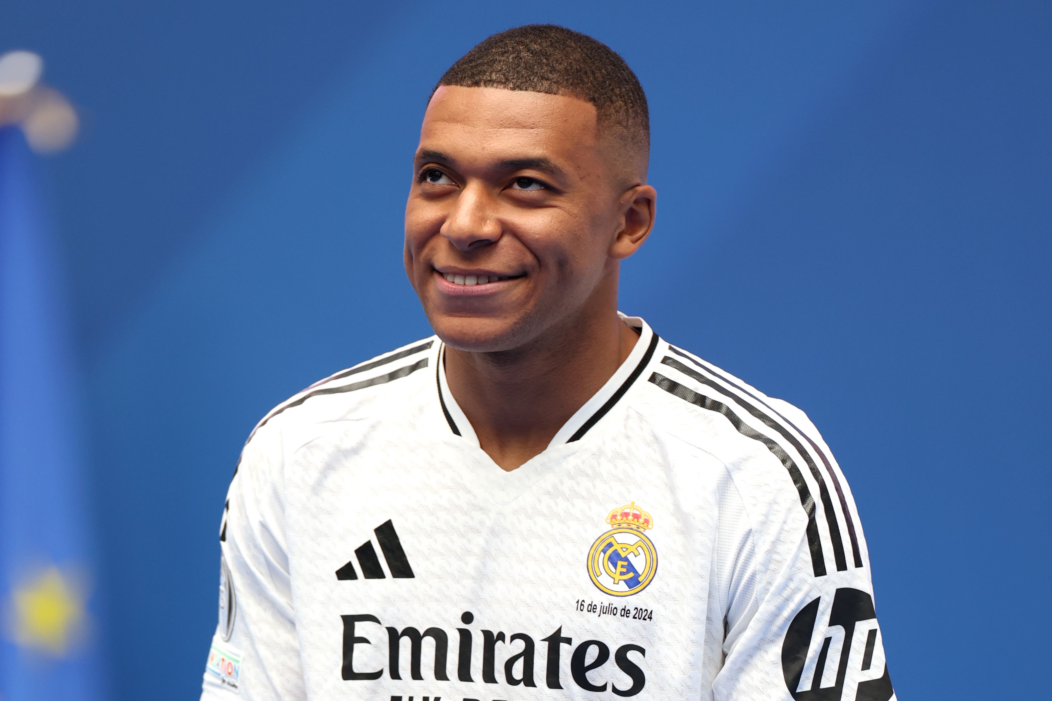 Kylian Mbappe has been presented to fans at the Bernabeu Stadium as Real Madrid’s latest recruit (Isabel Infantes/PA)