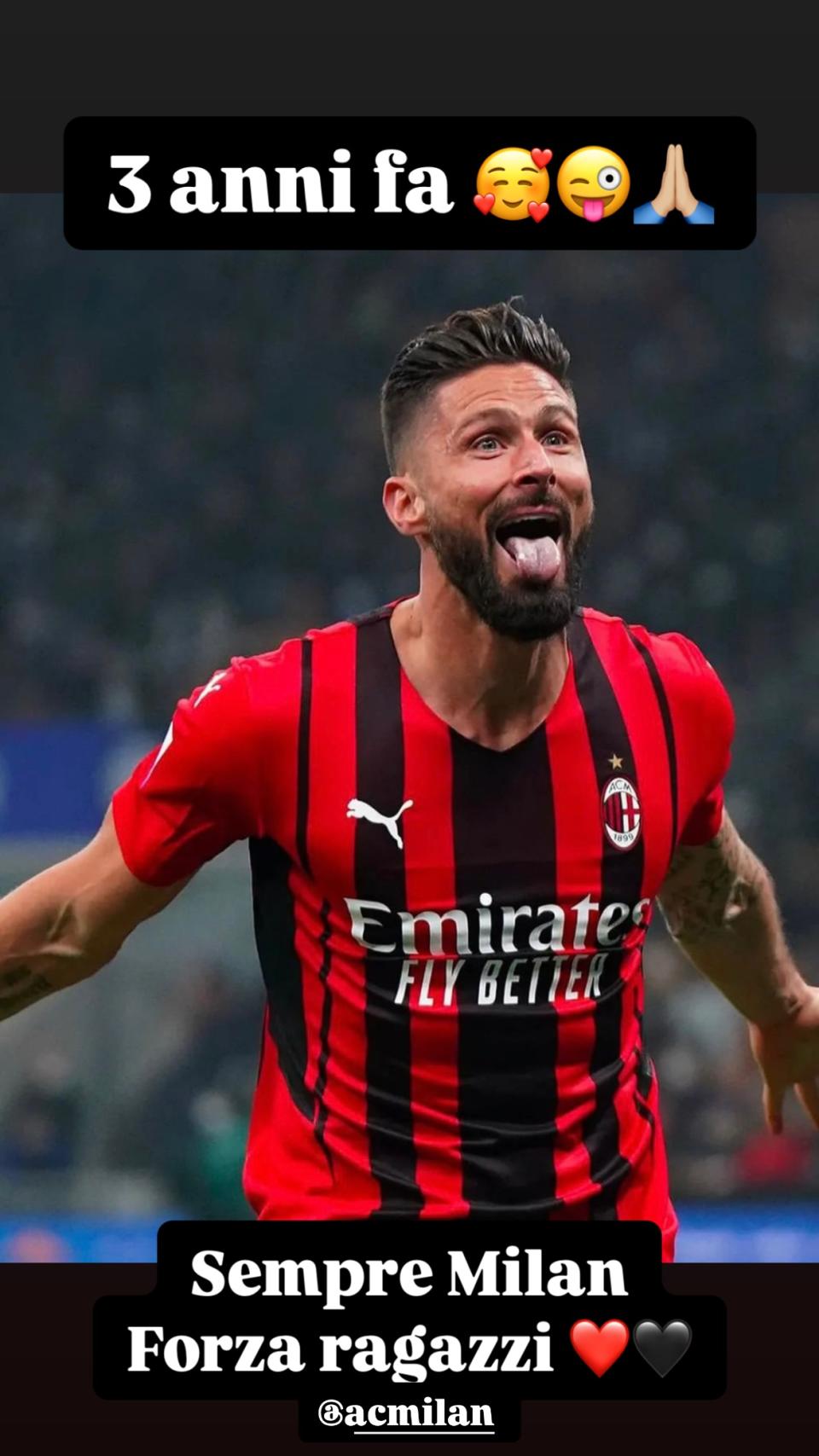 Giroud Milan-Inter insta message