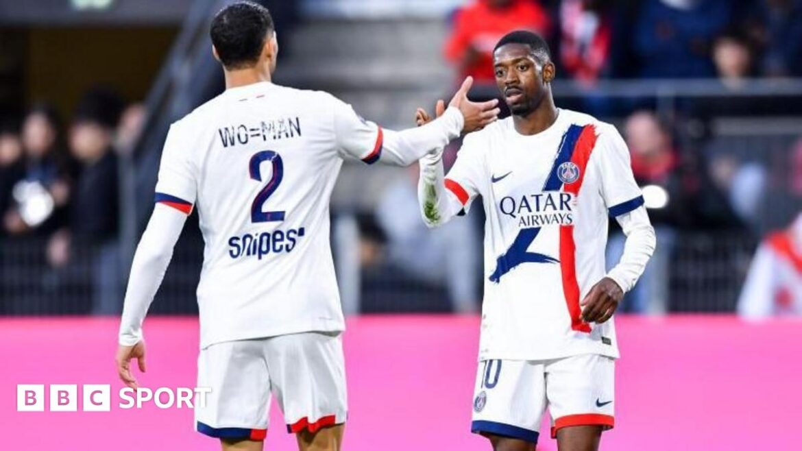 Rennes 1-4 PSG: Ousmane Dembele double at Rennes helps PSG go 16 points clear